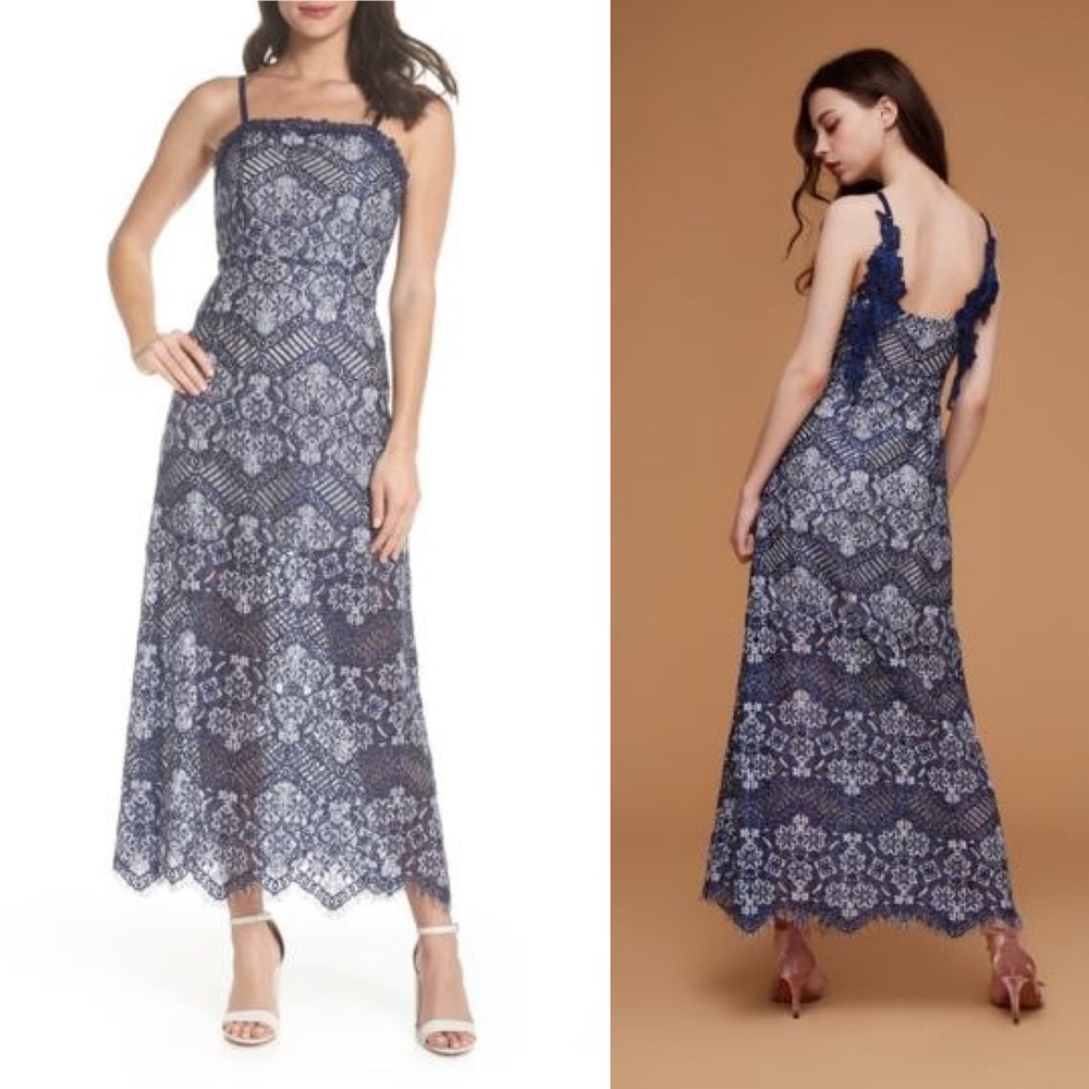 NWT: FOXIEDOX Daleyza Open Back Lace Gown